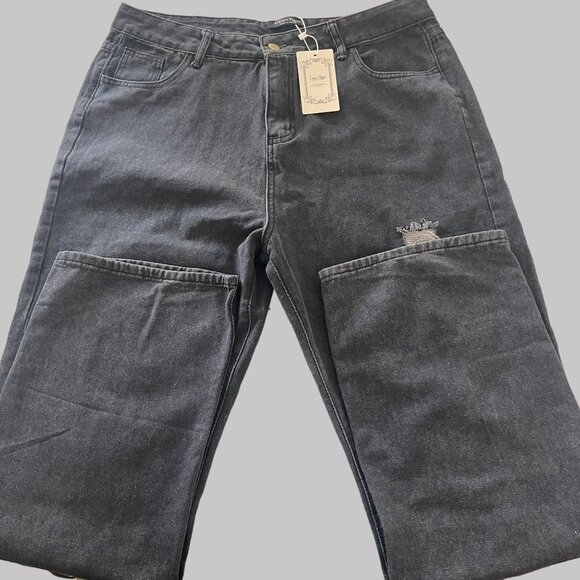 Coeur de Vague Jeans Womens XL Black Distressed Capri Style NWT - Picture 14 of 16